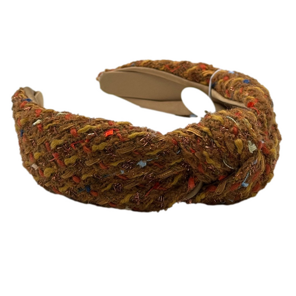 Fall Multi Color Tweed Knot Headband - Orange - Picture 3 of 6
